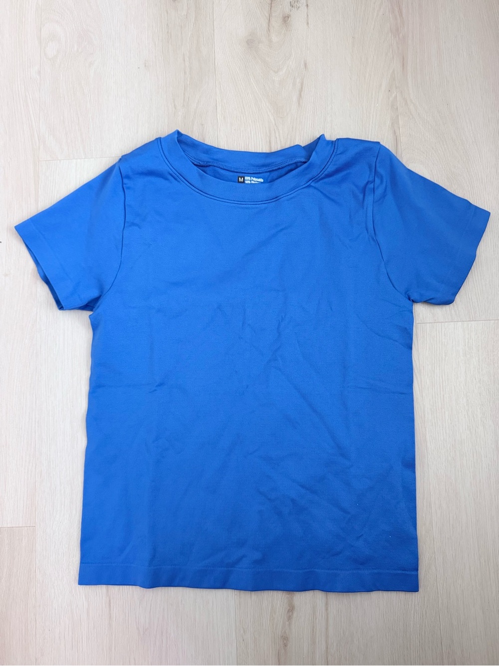Sporty Plain Blue Short-Sleeve Tee